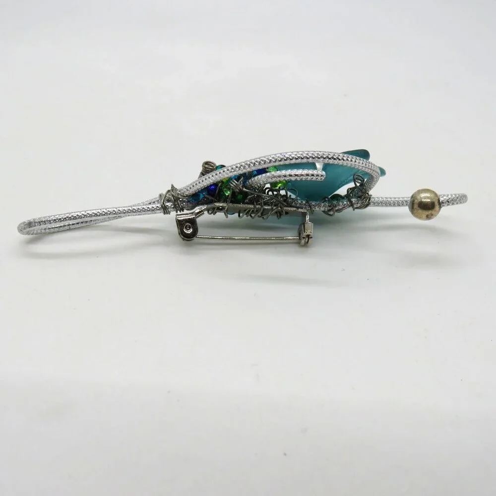 Blue Floral Brooch 3.5